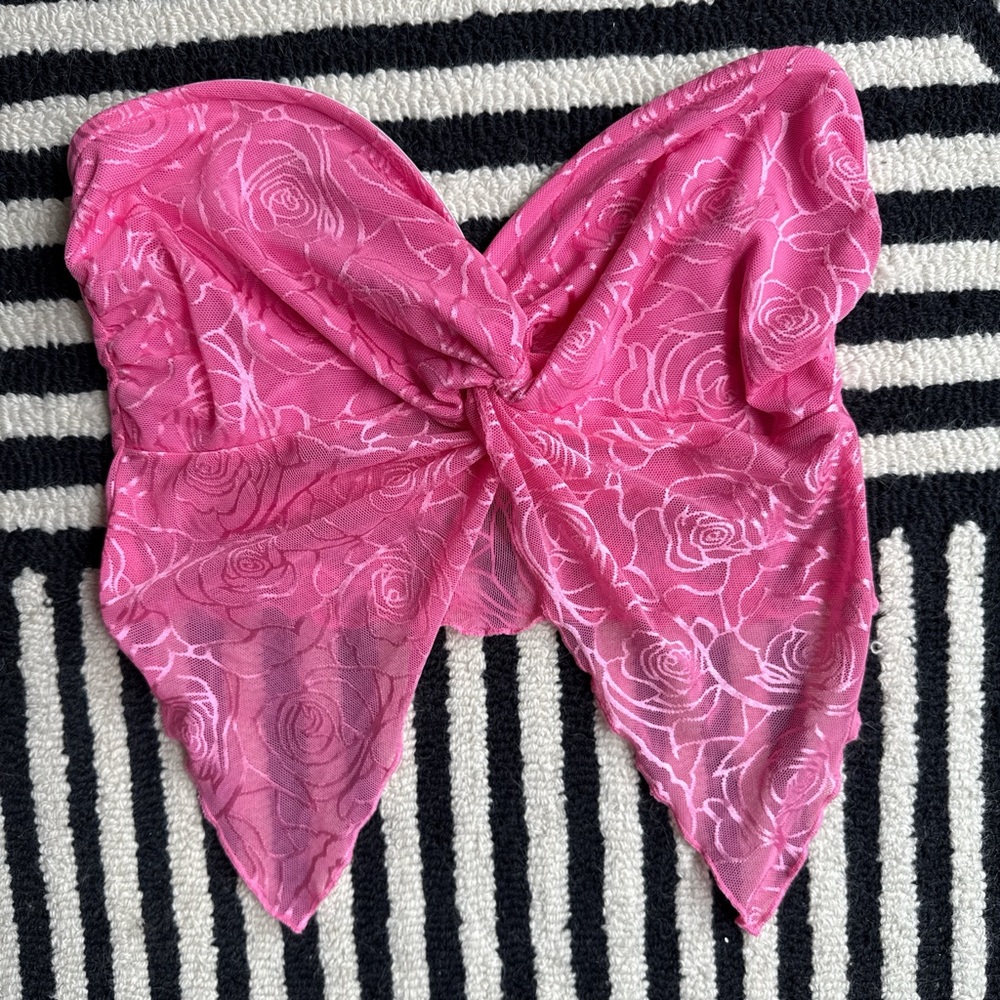 Pink Floral Strapless Top